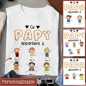 T-shirt personnalisé pour Papa  | Cadeau personnalisé pour Son Père | Ce Papa Papy  Appartient À