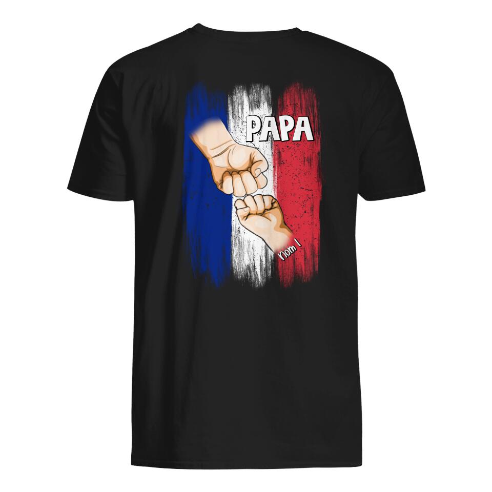 T-shirt personnalisé pour Papa | Cadeau personnalisé pour Son Père | Papa/Papi Drapeau Main