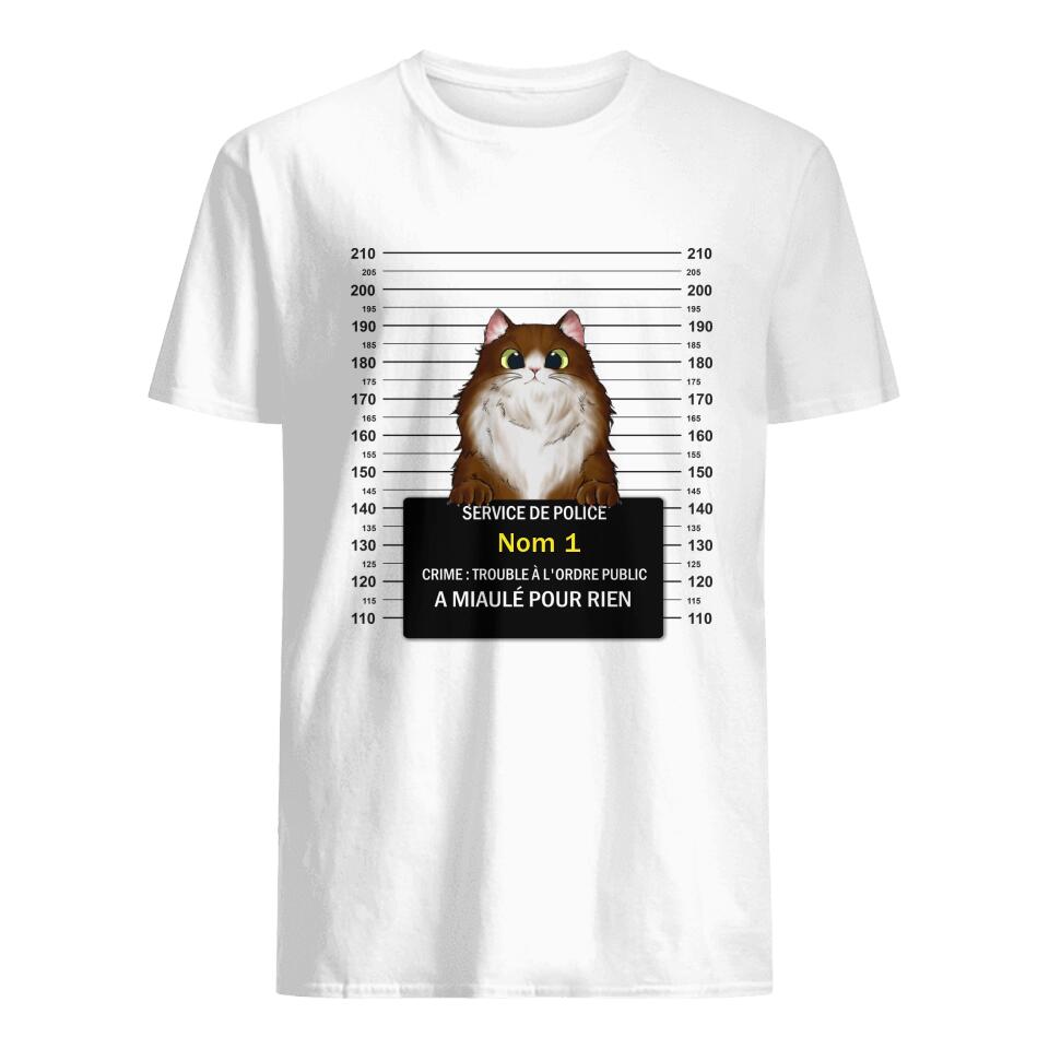 Tshirt Personnalisé Pour Amoureux Des Chats | Cadeau Personnalisé Pour Amoureux Des Animaux | Chat Criminel
