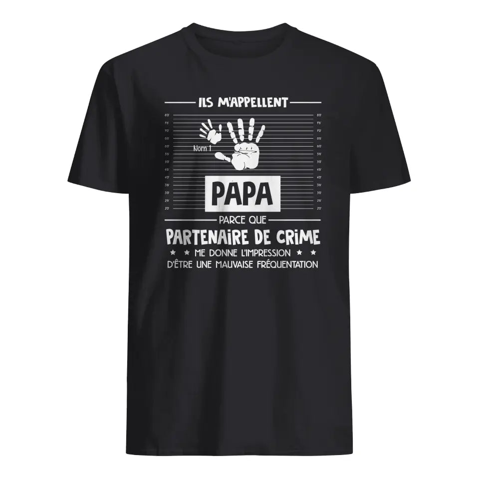 T-shirt personnalisé pour Papa | Cadeau personnalisé pour Son Père | Partenaire De Crime