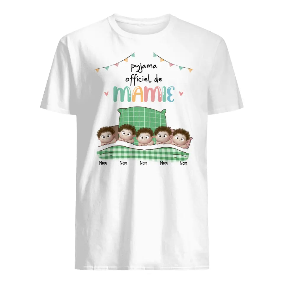 T-shirt personnalisé pour Mamie | Cadeau personnalisé pour Maman | Pyjama Officiel de Mamie Maman