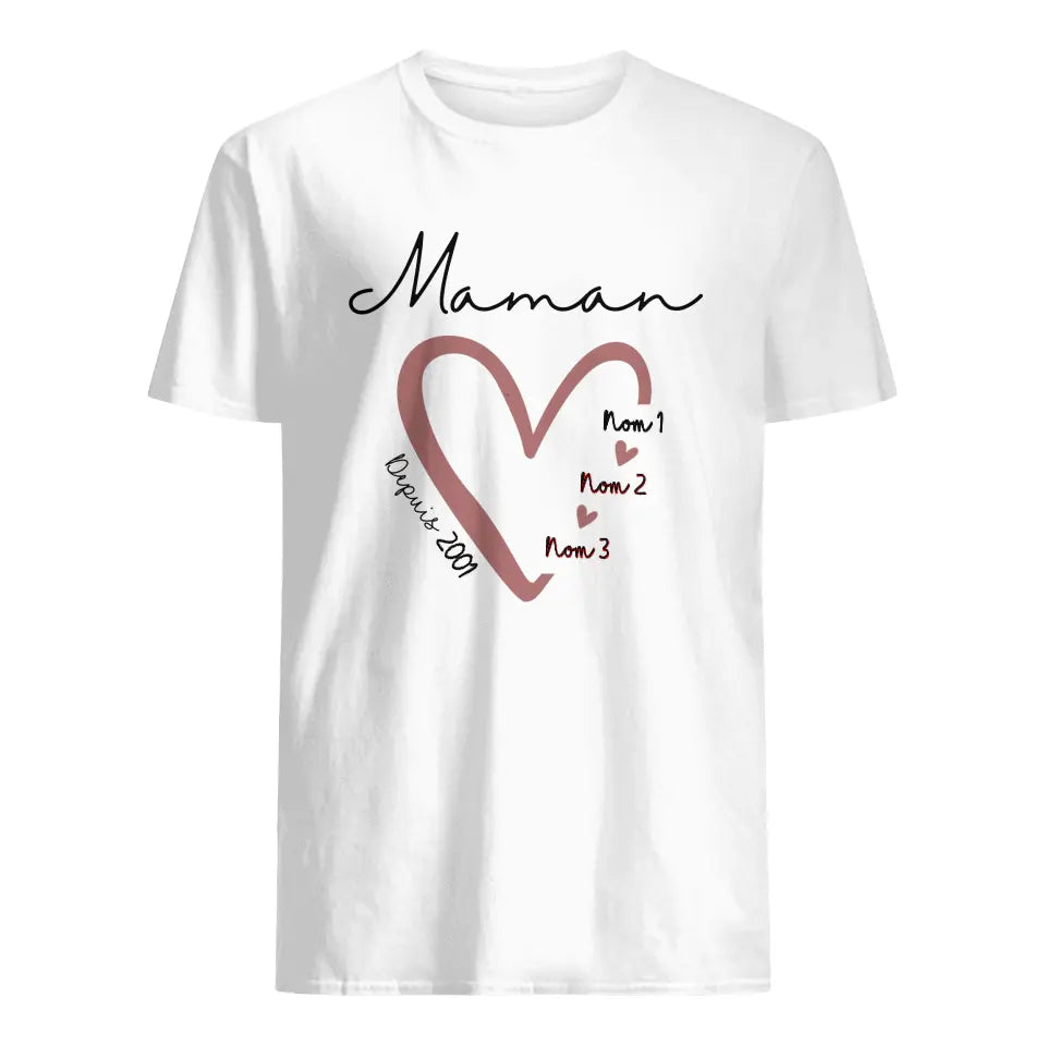 T-shirt personnalisé pour maman | Maman depuis coeur