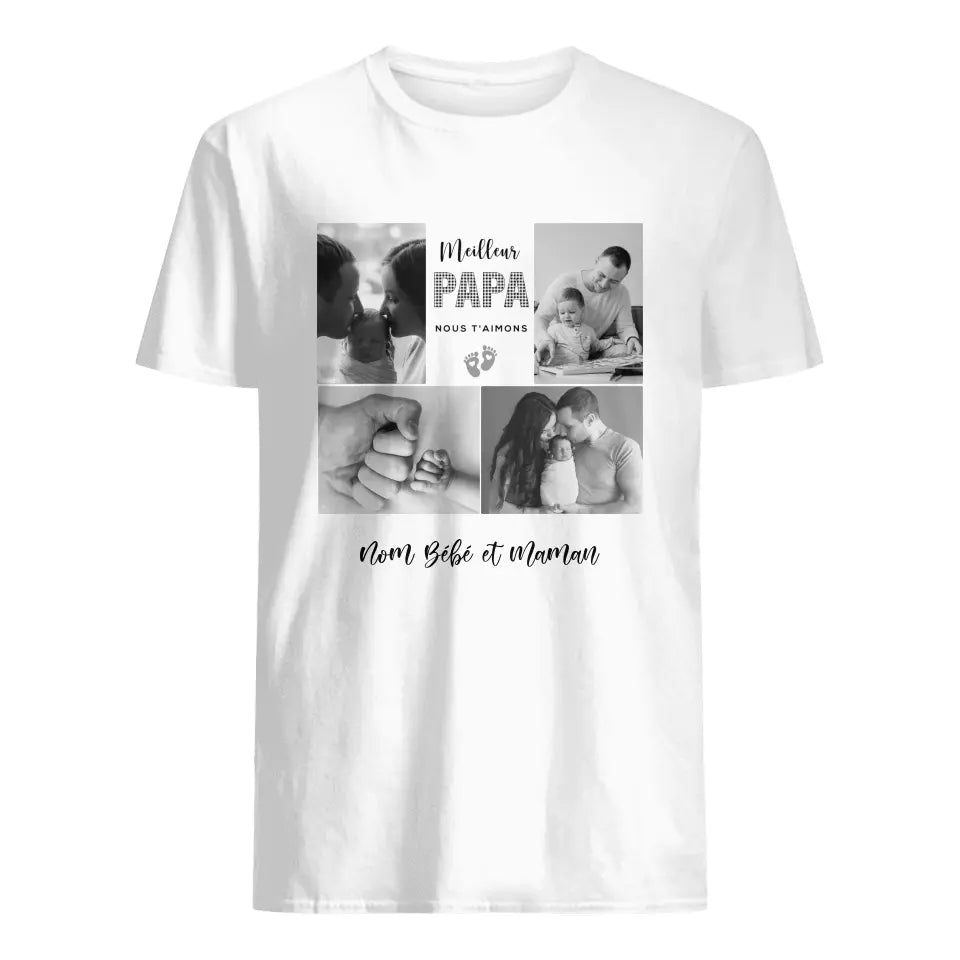 T-shirt photo personnalisé pour Papa | Meilleur Papa nous t'aimons