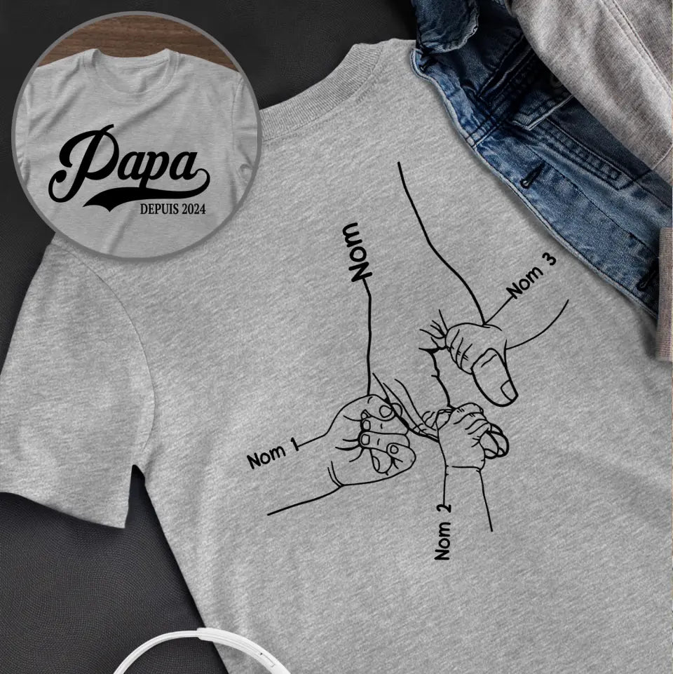 T-shirt personnalisé pour Papa | Tenir la main papa