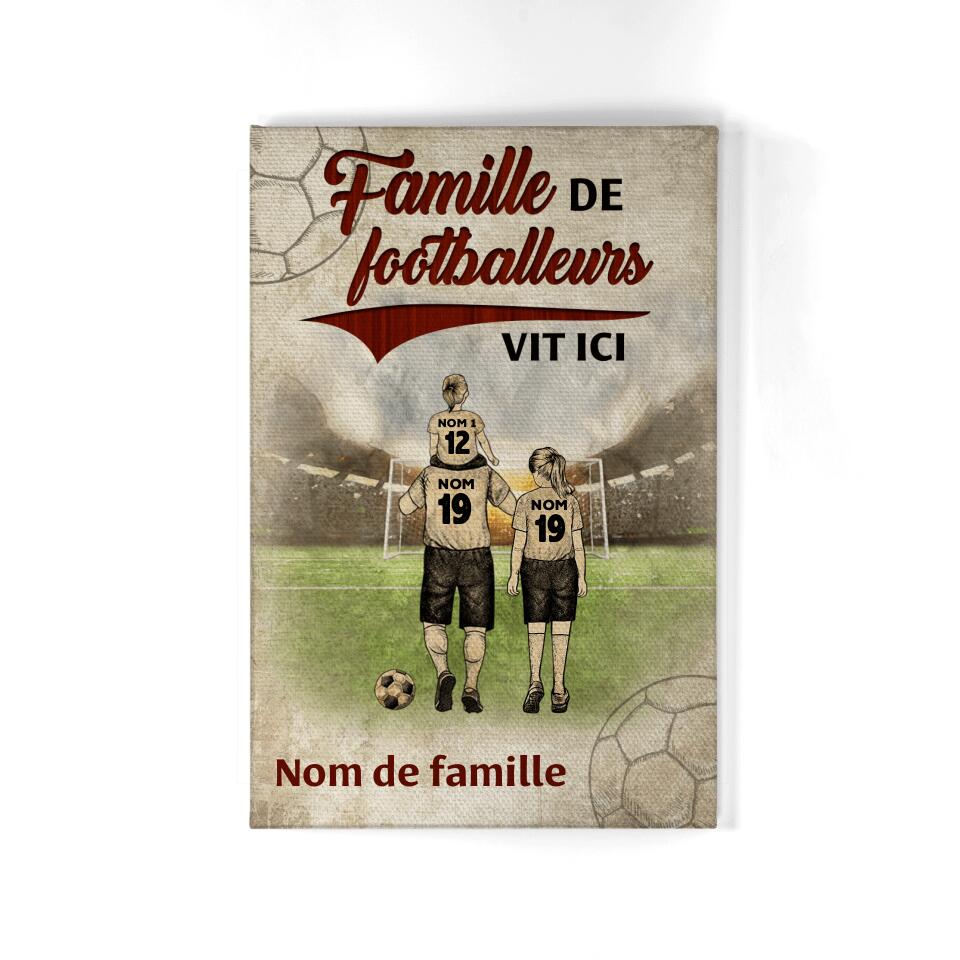 famille de footballeurs vit ici personnalisable toile pour famille