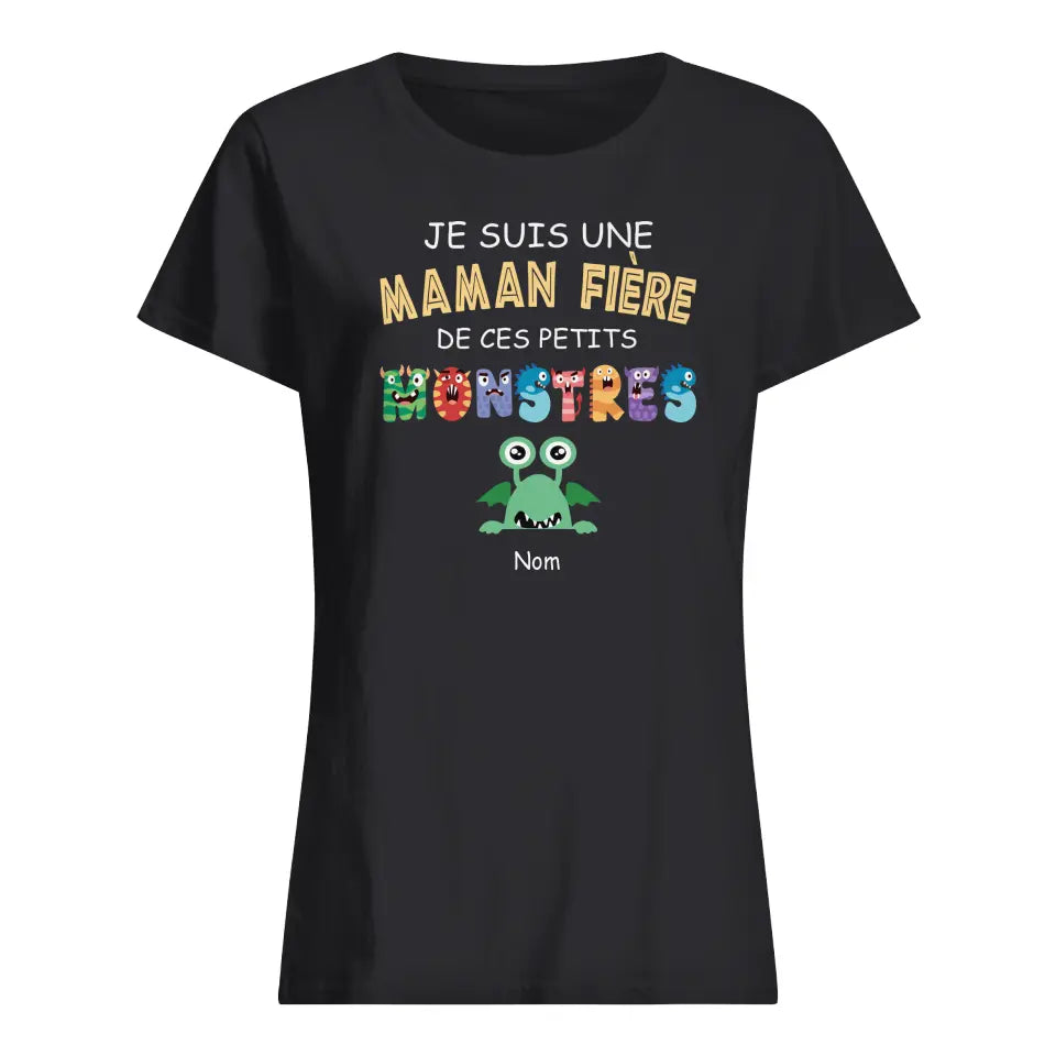 maman fiere de ces petits monstres personnalisable femme t shirt pour maman