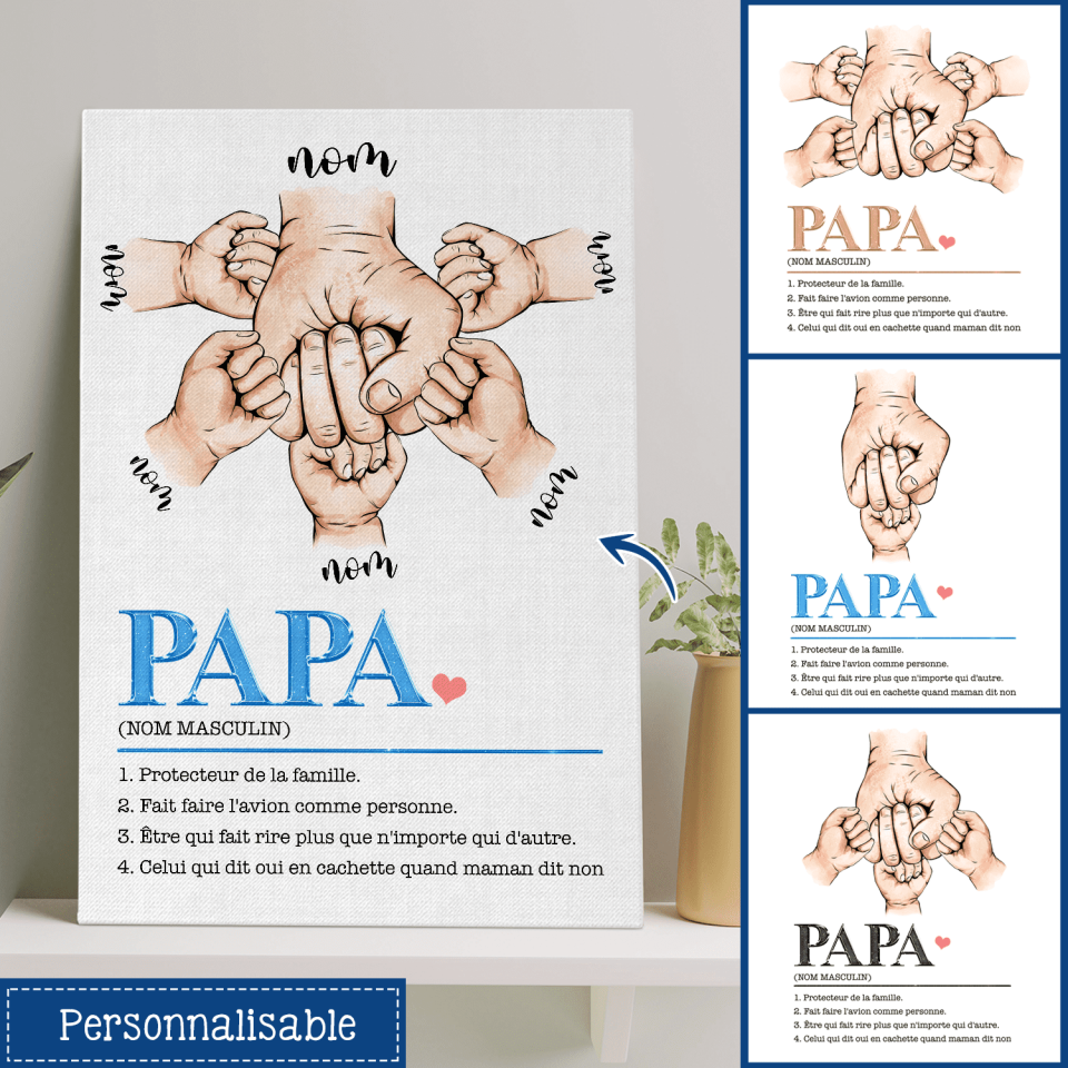 papa protecteur de la famille personnalisable toile pour papa