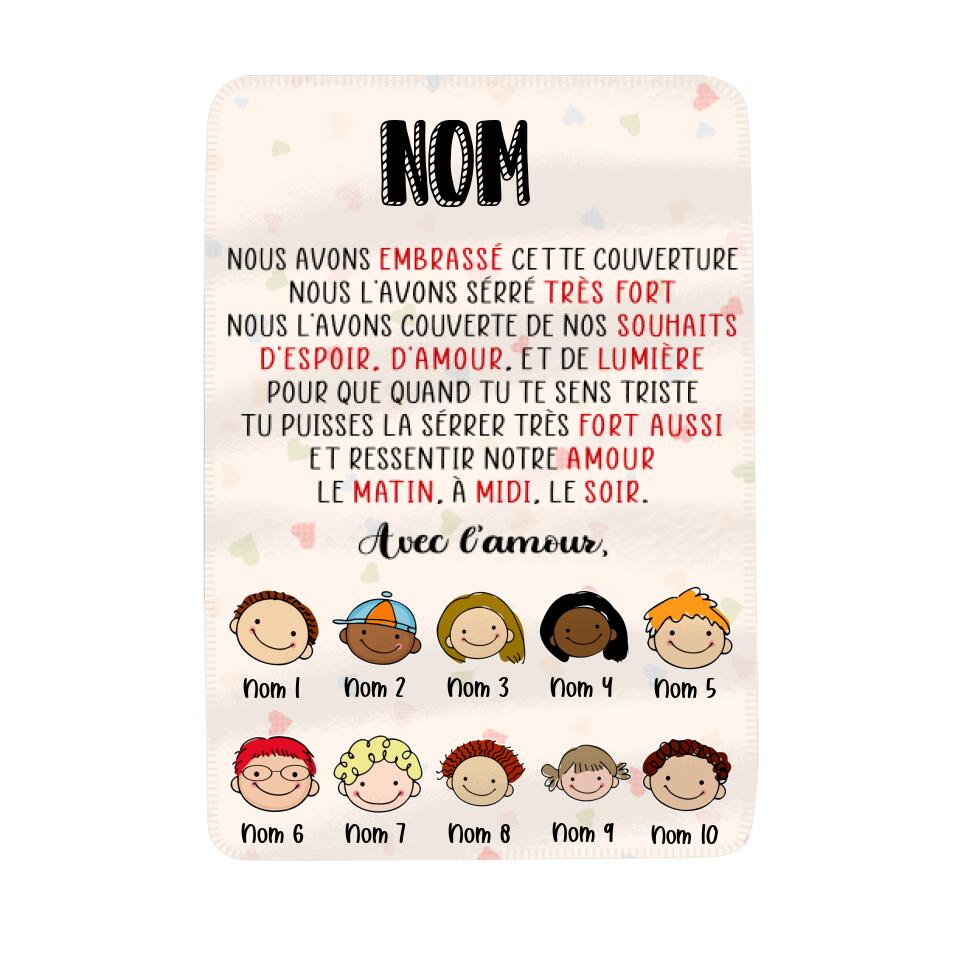 Couverture personnalisée pour Maman/ Mamie | Cadeau personnalisé pour Maman/ Mamie | Nous Avons Embrassé Cette Couverture