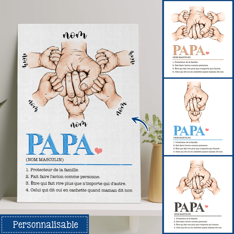 Toile personnalisée pour Papa | Cadeau personnalisé pour Son Père | Papa Protecteur De La Famille