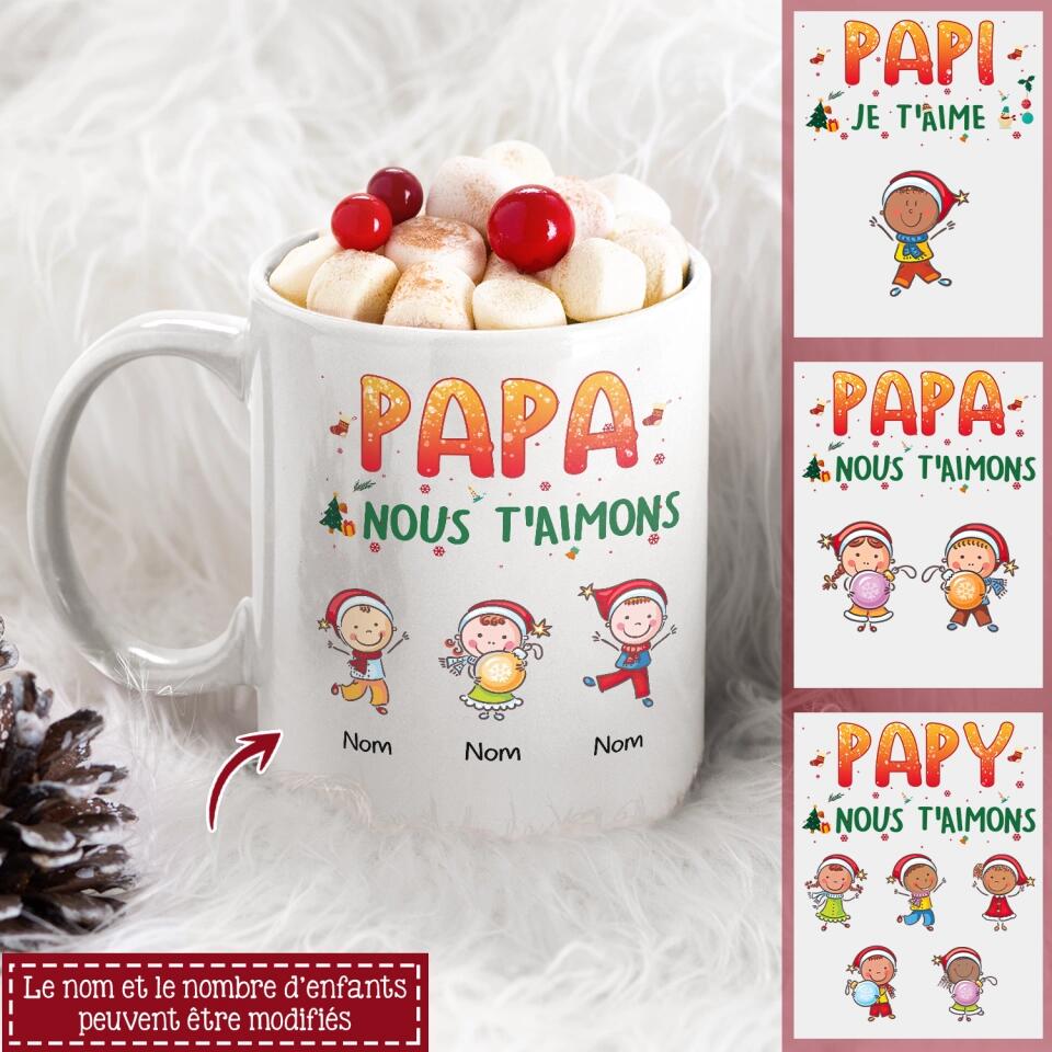 Mug personnalisé pour Papa Papi | Cadeau personnalisé pour Son Père Grandpère | Papa Nous t'aimons