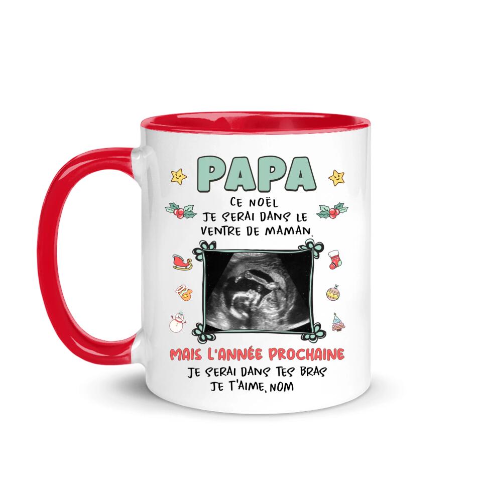 Mug personnalisé pour Papa | Cadeau personnalisé pour Son Père | Je serai dans le  ventre de maman
