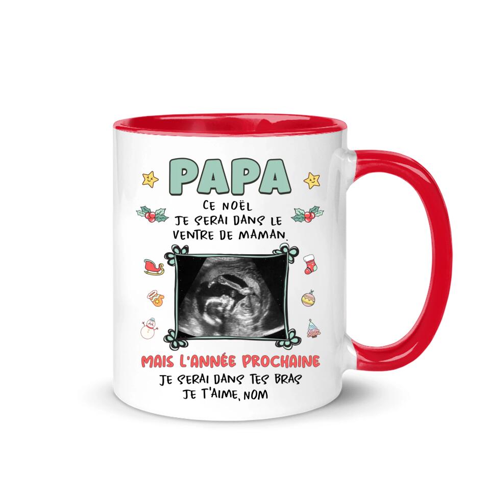 Mug personnalisé pour Papa | Cadeau personnalisé pour Son Père | Je serai dans le  ventre de maman
