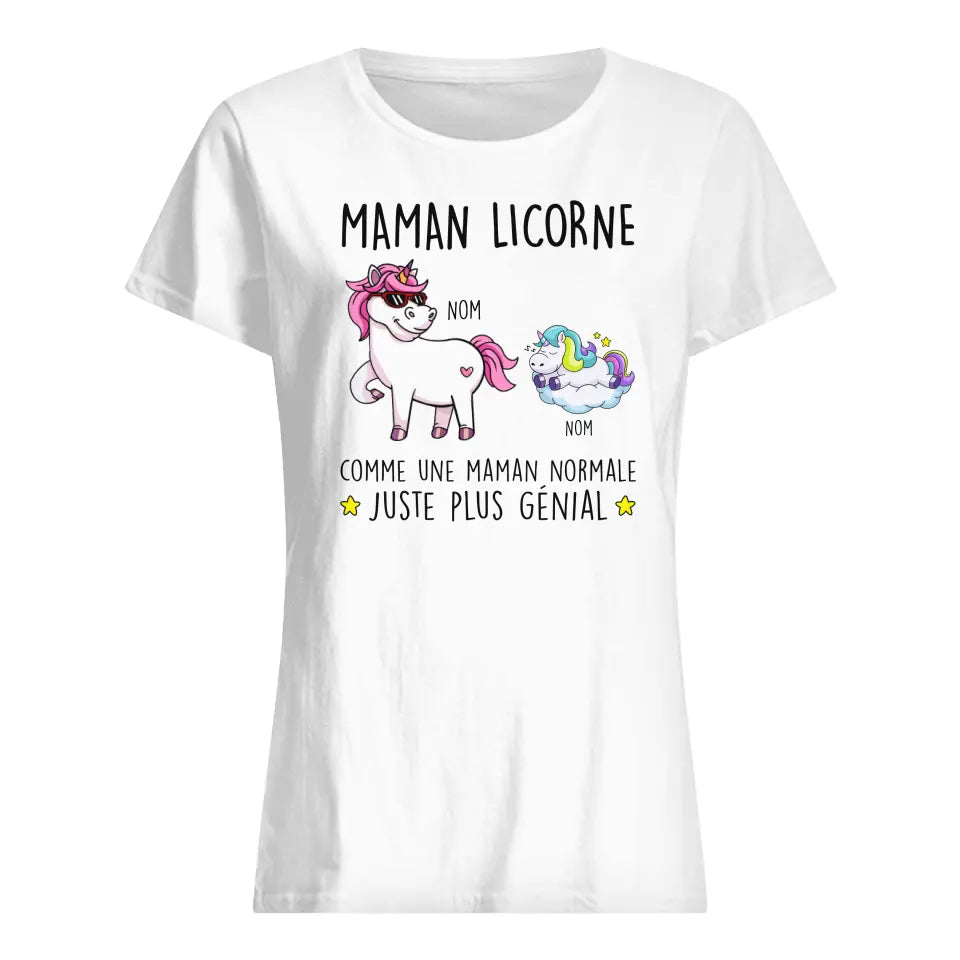 Tshirt personnalisé pour Maman| Cadeau personnalisé pour Sa Mère| Maman Licorne Comme Une Maman Normale