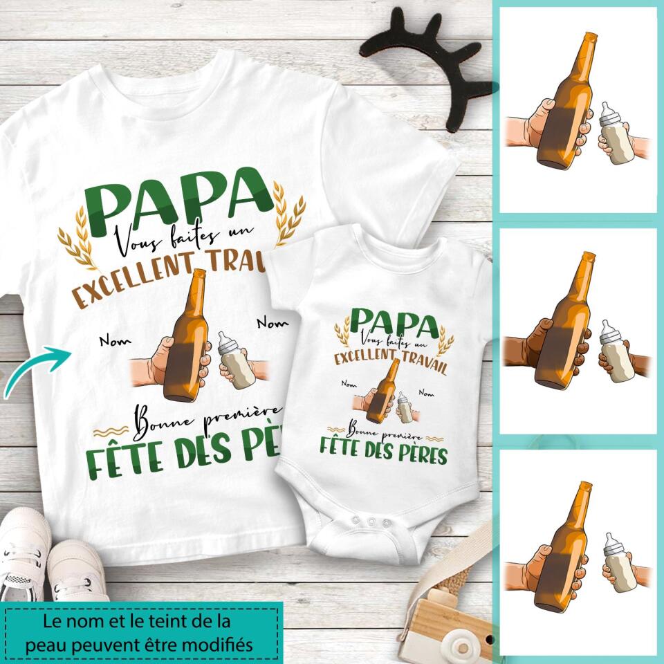 T-shirt personnalisé pour Papa | Cadeau personnalisé pour Son Père | Papa Vous Faites Un Excellent Travail