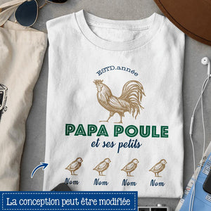 T-shirt personnalisé pour Papa | Cadeau personnalisé pour Son Père  | Papa Poule Et Ses Petits