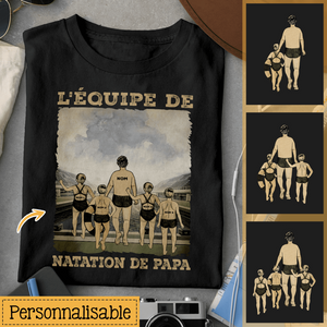 T-shirt personnalisé pour Papa | Cadeau personnalisé pour père | L'équipe de natation de papa