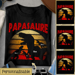 T-shirt personnalisé pour Papa | Cadeau personnalisé pour Son Père | Papasaure