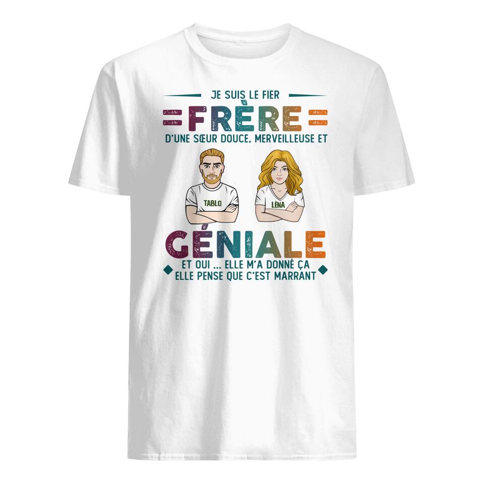 Je Suis Le Fier Frère D'Une Soeur Douce, Personnalisable T-shirt Pour Homme Frère