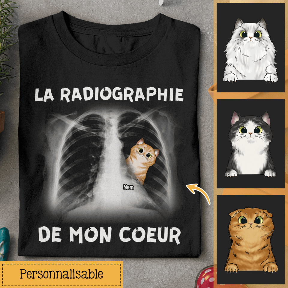 Tshirt personnalisé pour Amoureux des chats | Cadeau personnalisé pour Amoureux des animaux | La Radiographie De Mon Coeur