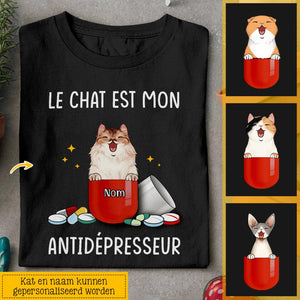 Le chat est mon Antidépresseur, Personnalisable T-shirt pour les amoureux des chats