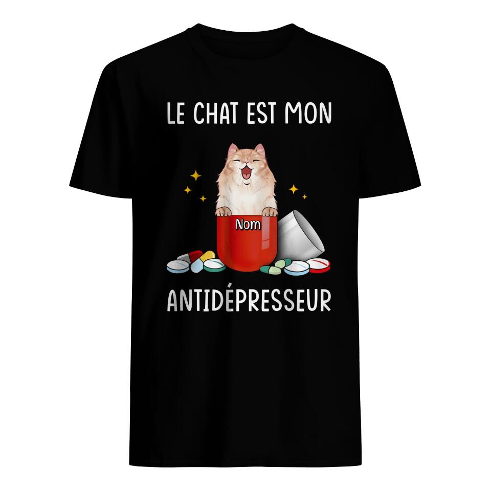 Le chat est mon Antidépresseur, Personnalisable T-shirt pour les amoureux des chats