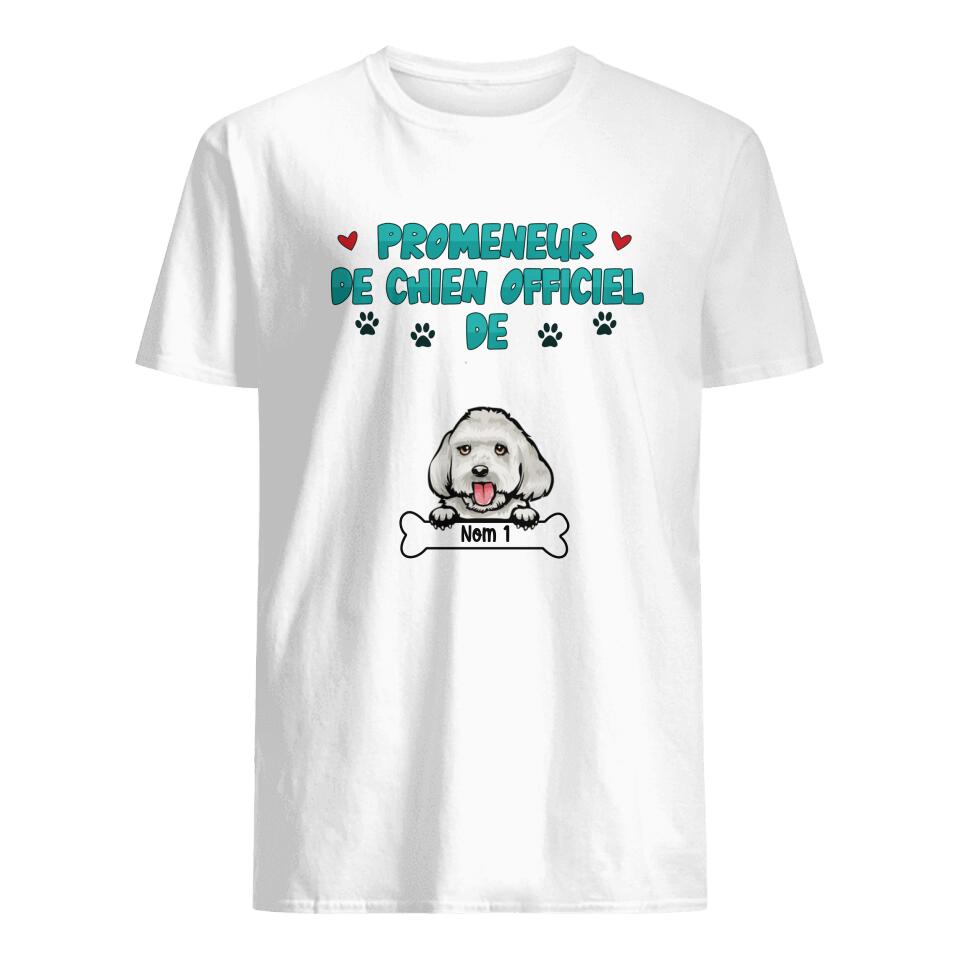 Tshirt personnalisé pour Amoureux des chiens | Cadeau personnalisé pour Amoureux des chiens  | Promeneur De Chien Officiel