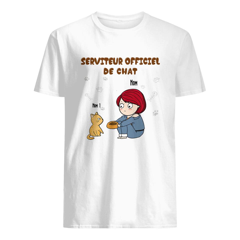 Tshirt personnalisé pour Amoureux Des Chats  | Cadeau personnalisé pour Amoureux Des Animaux | Serviteur officiel de chat