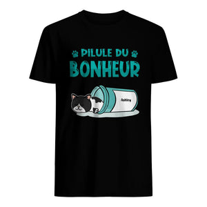 Tshirt personnalisé pour Amoureux Des Chats | Cadeau personnalisé pour Amoureux Des Animaux | Pilules Du Bonheur