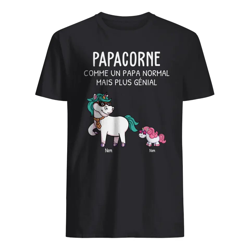 T-shirt personnalisé pour papa | Cadeau personnalisé pour Père | Papacorne