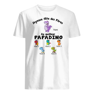 T-shirt personnalisé pour Papa | Cadeau personnalisé pour Son père | Joyeuse Fête Des Pères Au Meilleur Papadino
