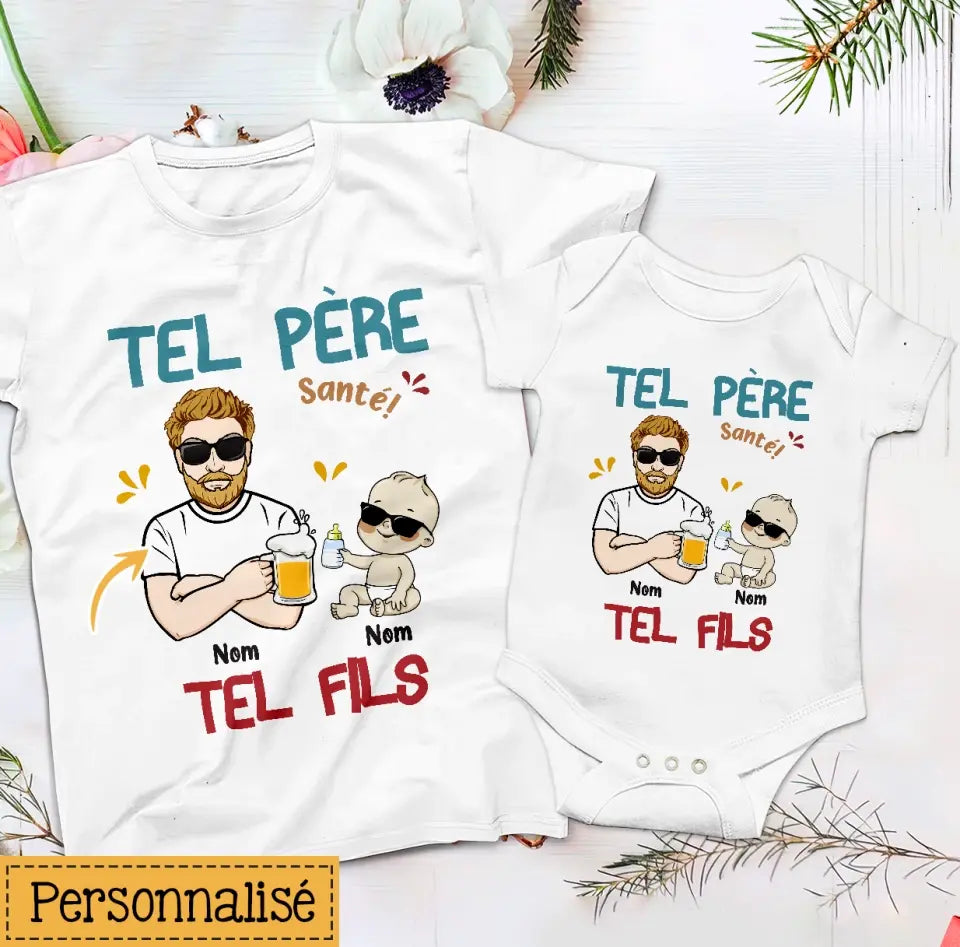 Tee shirt discount personnalisé pere fils