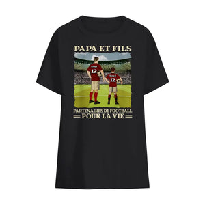 Tshirt personnalisé pour Papa | Cadeau personnalisé pour Son Père | Papa et fils/fille Partenaires de football pour la vie