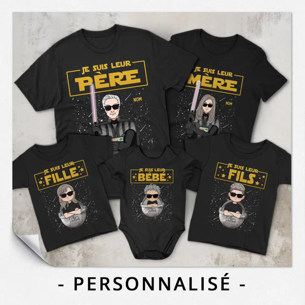 Je suis leur Père Mère Fille Fils Bébé- T-shirt personnalisé pour la famille