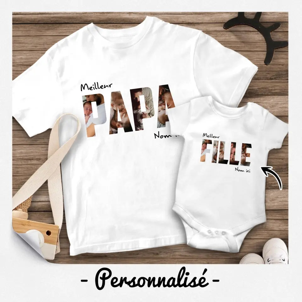 T shirt personnalisé discount papa et fille