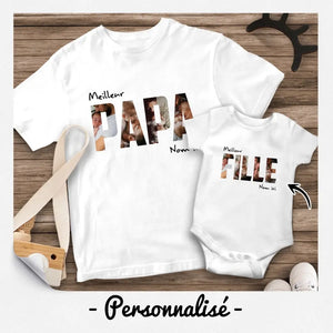 T-shirt personnalisé pour Nouveau papa | Cadeau personnalisé pour Nouveau papa | Meilleur papa Meilleur fils/fille