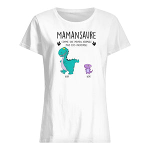Henkilökohtainen T-paita äidille | Henkilökohtainen lahja hänen äidilleen | Mamansaure kuin normaali äiti, mutta uskomattomampi