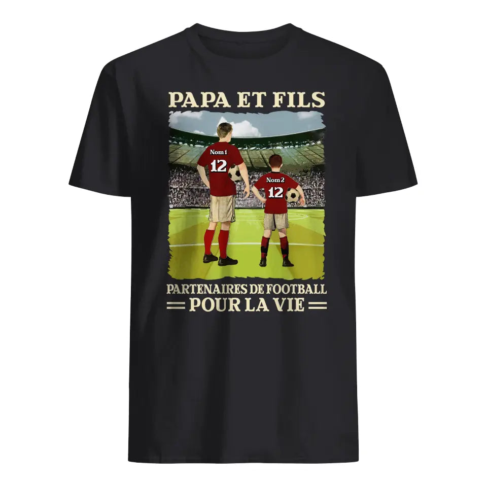 Tshirt personnalisé pour Papa | Cadeau personnalisé pour Son Père | Papa et fils/fille Partenaires de football pour la vie