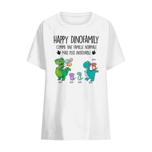 Henkilökohtainen t-paita isälle ja äidille | Henkilökohtainen lahja perheelle | Onnellinen perhe Dinoperhe