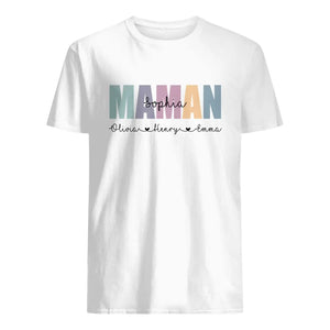 T-shirt personnalisé pour maman | Nom de maman enfants pastel