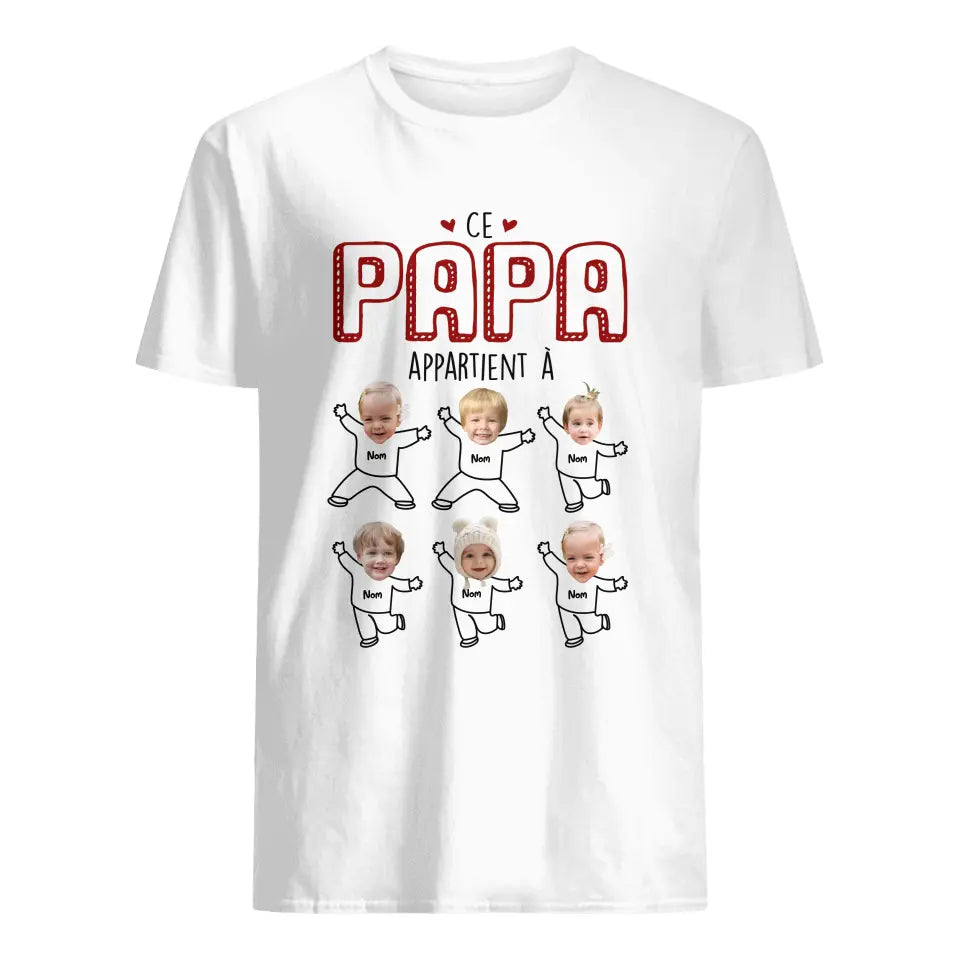 T-shirt photo personnalisé pour Papa | Ce Papa et Papy appartient à
