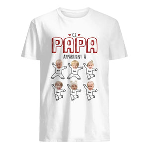 T-shirt photo personnalisé pour Papa | Ce Papa et Papy appartient à