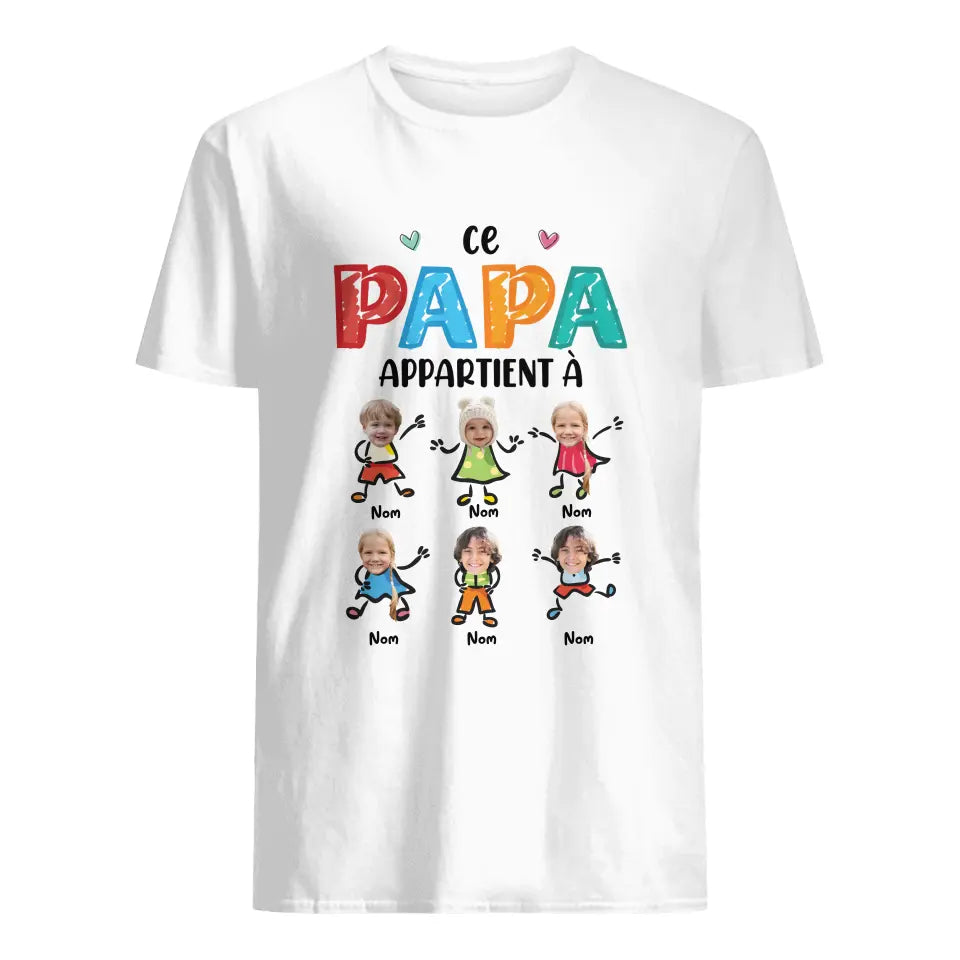 T-shirt photo personnalisé pour Papy | Papa appartient à