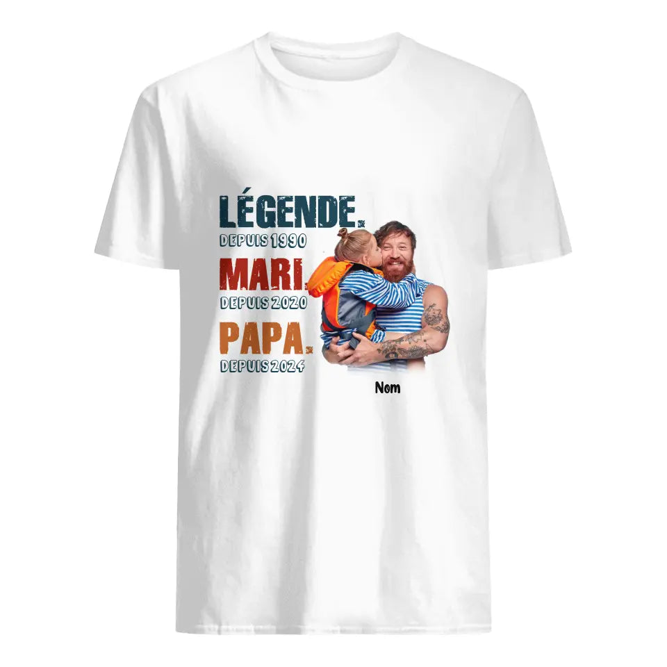 T-shirt photo personnalisé pour Papa | Depuis Mari Depuis Papa Depuis Papy