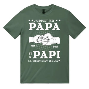 Tshirt personnalisé pour Papy | J'AI DEUX TITRES Papa et Papi