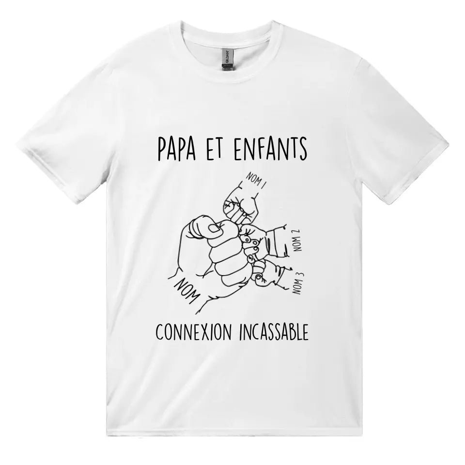 Tshirt personnalisé pour Papa | Papa Et Enfants Lien Incassable