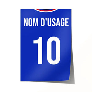 Affiche personnalisée de football de France, nom et numéro personnalisés
