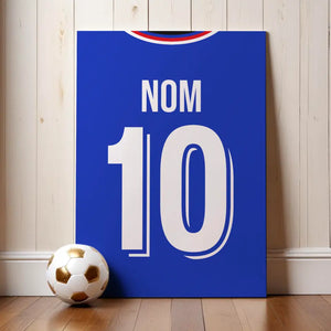 Affiche personnalisée de football de France, nom et numéro personnalisés