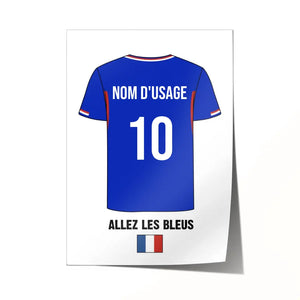 Affiche personnalisée de football de France, nom et numéro personnalisés ver2