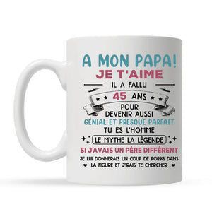 Tasse personnalisée pour Papa |A mon papa
Je t'aime