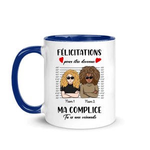 Tasse personnalisée pour Amie - Félicitations pour être devenue ma complice